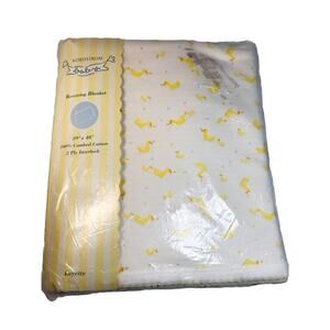 Vintage Nordstrom Baby Receiving Blanket 100% Cotton 29 x 40 NOS NEW White Ducks
